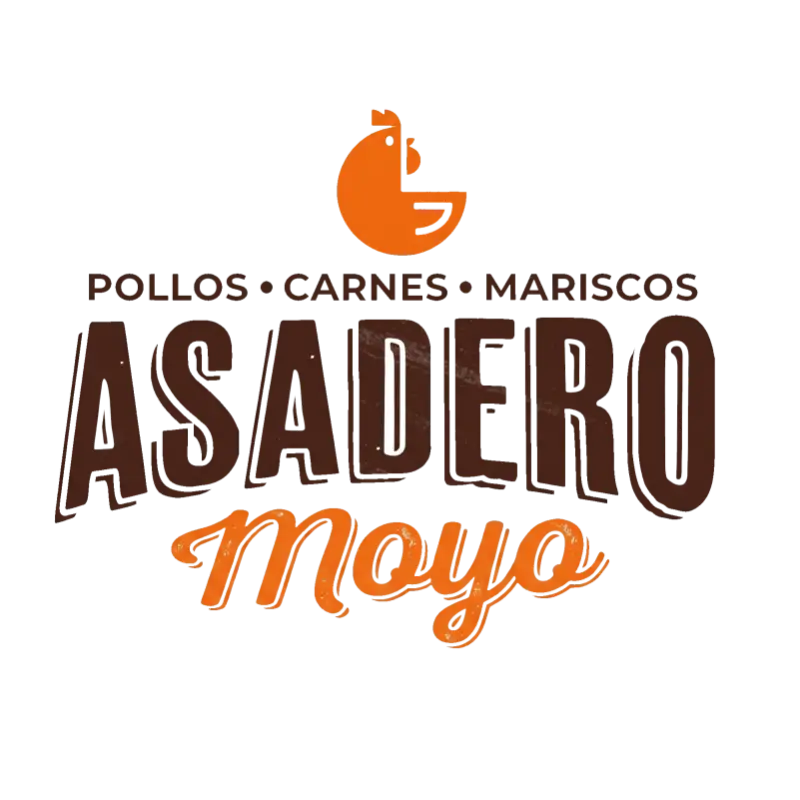 Logotipo oficial de Asadero Moyo en Martínez de la Torre, destacando su oferta gastronómica en pollos, carnes y mariscos al carbón.