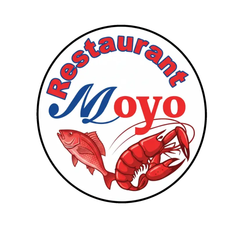 Logotipo oficial de Restaurant Moyo en Martínez de la Torre, ilustrando un pez y un langostino que representan su especialidad en pescados y mariscos.