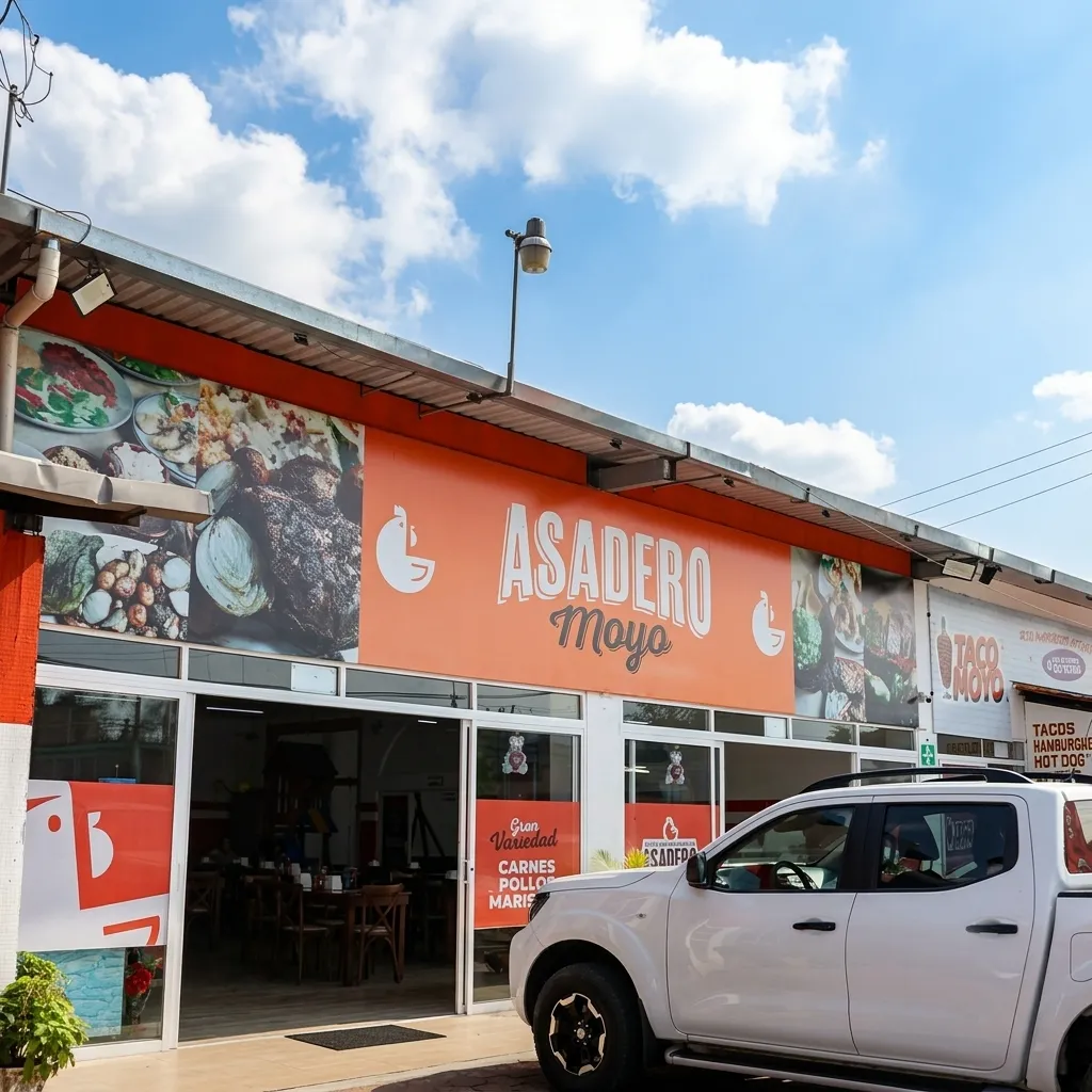 Fachada principal de Asadero Moyo en Martínez de la Torre, desde donde preparamos y enviamos nuestro servicio a domicilio rápido y seguro.